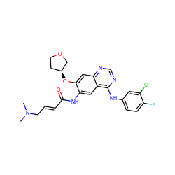 CN(C)C/C=C/C(=O)Nc1cc2c(Nc3ccc(F)c(Cl)c3)ncnc2cc1O[C@H]1CCOC1 ZINC000003976838