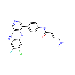 CN(C)C/C=C/C(=O)Nc1ccc(-c2cncc(C#N)c2Nc2ccc(F)c(Cl)c2)cc1 ZINC000096928299