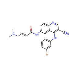 CN(C)C/C=C/C(=O)Nc1ccc2ncc(C#N)c(Nc3cccc(Br)c3)c2c1 ZINC000013492808