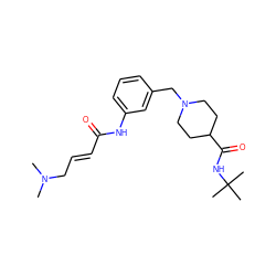 CN(C)C/C=C/C(=O)Nc1cccc(CN2CCC(C(=O)NC(C)(C)C)CC2)c1 ZINC001772616518