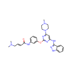 CN(C)C/C=C/C(=O)Nc1cccc(Oc2nc(Nc3n[nH]c4ccccc34)cc(N3CCN(C)CC3)n2)c1 ZINC000473090691