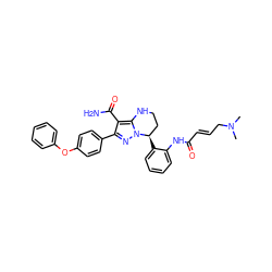 CN(C)C/C=C/C(=O)Nc1ccccc1[C@@H]1CCNc2c(C(N)=O)c(-c3ccc(Oc4ccccc4)cc3)nn21 ZINC001772625738