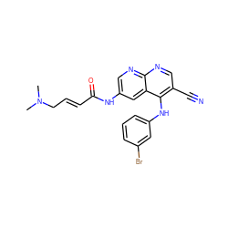 CN(C)C/C=C/C(=O)Nc1cnc2ncc(C#N)c(Nc3cccc(Br)c3)c2c1 ZINC000029210976