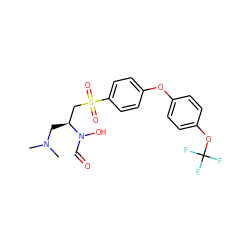 CN(C)C[C@@H](CS(=O)(=O)c1ccc(Oc2ccc(OC(F)(F)F)cc2)cc1)N(O)C=O ZINC000013471936