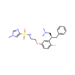 CN(C)C[C@@H](Cc1ccccc1)c1cc(OCCNS(=O)(=O)c2cn(C)cn2)ccc1F ZINC000114735469