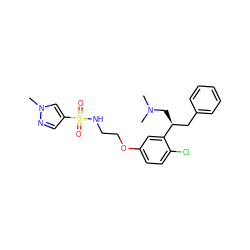 CN(C)C[C@@H](Cc1ccccc1)c1cc(OCCNS(=O)(=O)c2cnn(C)c2)ccc1Cl ZINC000114260291