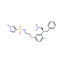 CN(C)C[C@@H](Cc1ccccc1)c1cc(OCCNS(=O)(=O)c2cnn(C)c2)ccc1F ZINC000114260570