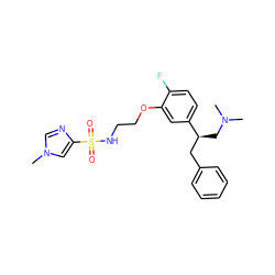 CN(C)C[C@@H](Cc1ccccc1)c1ccc(F)c(OCCNS(=O)(=O)c2cn(C)cn2)c1 ZINC000114736246