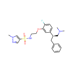 CN(C)C[C@@H](Cc1ccccc1)c1ccc(F)c(OCCNS(=O)(=O)c2cnn(C)c2)c1 ZINC000114258452