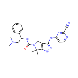 CN(C)C[C@@H](NC(=O)N1Cc2c(Nc3ccnc(C#N)n3)n[nH]c2C1(C)C)c1ccccc1 ZINC000117602437