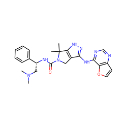 CN(C)C[C@@H](NC(=O)N1Cc2c(Nc3ncnc4ccoc34)n[nH]c2C1(C)C)c1ccccc1 ZINC000096172511