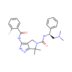 CN(C)C[C@@H](NC(=O)N1Cc2c(n[nH]c2NC(=O)c2ccccc2F)C1(C)C)c1ccccc1 ZINC000084706085