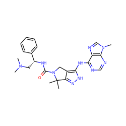 CN(C)C[C@@H](NC(=O)N1Cc2c(n[nH]c2Nc2ncnc3c2ncn3C)C1(C)C)c1ccccc1 ZINC000043134439