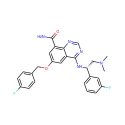 CN(C)C[C@@H](Nc1ncnc2c(C(N)=O)cc(OCc3ccc(F)cc3)cc12)c1cccc(F)c1 ZINC000114347114