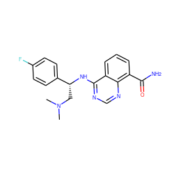 CN(C)C[C@@H](Nc1ncnc2c(C(N)=O)cccc12)c1ccc(F)cc1 ZINC000114344908