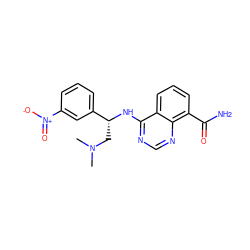 CN(C)C[C@@H](Nc1ncnc2c(C(N)=O)cccc12)c1cccc([N+](=O)[O-])c1 ZINC000114347212