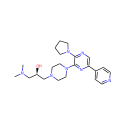 CN(C)C[C@@H](O)CN1CCN(c2nc(-c3ccncc3)cnc2N2CCCC2)CC1 ZINC000169312610