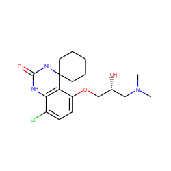 CN(C)C[C@@H](O)COc1ccc(Cl)c2c1C1(CCCCC1)NC(=O)N2 ZINC000028382537