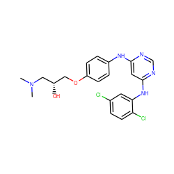 CN(C)C[C@@H](O)COc1ccc(Nc2cc(Nc3cc(Cl)ccc3Cl)ncn2)cc1 ZINC000013537898