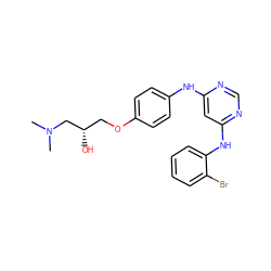 CN(C)C[C@@H](O)COc1ccc(Nc2cc(Nc3ccccc3Br)ncn2)cc1 ZINC000013537879