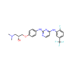 CN(C)C[C@@H](O)COc1ccc(Nc2nccc(Nc3cc(C(F)(F)F)ccc3F)n2)cc1 ZINC000013538029