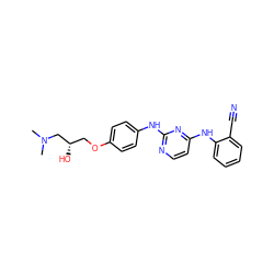 CN(C)C[C@@H](O)COc1ccc(Nc2nccc(Nc3ccccc3C#N)n2)cc1 ZINC000013537953