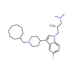 CN(C)C[C@@H](O)Cn1cc(C2CCN(CC3CCCCCCC3)CC2)c2cc(F)ccc21 ZINC000036221534