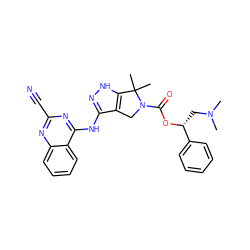 CN(C)C[C@@H](OC(=O)N1Cc2c(Nc3nc(C#N)nc4ccccc34)n[nH]c2C1(C)C)c1ccccc1 ZINC000115985382