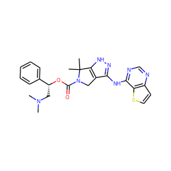 CN(C)C[C@@H](OC(=O)N1Cc2c(Nc3ncnc4ccsc34)n[nH]c2C1(C)C)c1ccccc1 ZINC000115988992