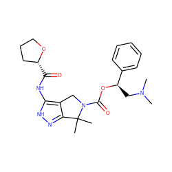 CN(C)C[C@@H](OC(=O)N1Cc2c(n[nH]c2NC(=O)[C@@H]2CCCO2)C1(C)C)c1ccccc1 ZINC000084706088