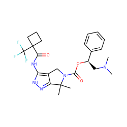 CN(C)C[C@@H](OC(=O)N1Cc2c(n[nH]c2NC(=O)C2(C(F)(F)F)CCC2)C1(C)C)c1ccccc1 ZINC000084708181