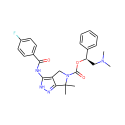 CN(C)C[C@@H](OC(=O)N1Cc2c(n[nH]c2NC(=O)c2ccc(F)cc2)C1(C)C)c1ccccc1 ZINC000043170004