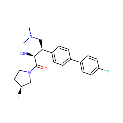 CN(C)C[C@@H](c1ccc(-c2ccc(F)cc2)cc1)[C@H](N)C(=O)N1CC[C@H](F)C1 ZINC000014947745