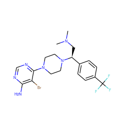 CN(C)C[C@@H](c1ccc(C(F)(F)F)cc1)N1CCN(c2ncnc(N)c2Br)CC1 ZINC000218681663