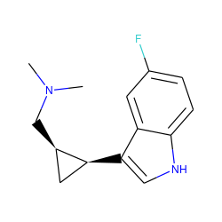 CN(C)C[C@@H]1C[C@@H]1c1c[nH]c2ccc(F)cc12 ZINC000013673559