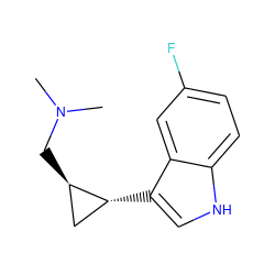 CN(C)C[C@@H]1C[C@H]1c1c[nH]c2ccc(F)cc12 ZINC000013673563