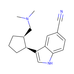 CN(C)C[C@@H]1CCC[C@@H]1c1c[nH]c2ccc(C#N)cc12 ZINC000038438382