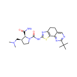 CN(C)C[C@@H]1CCN(C(=O)Nc2nc3c(s2)-c2nc(C(C)(C)C)ncc2CC3)[C@@H]1C(N)=O ZINC000145001092