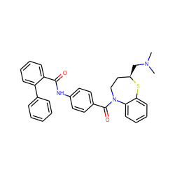 CN(C)C[C@@H]1CCN(C(=O)c2ccc(NC(=O)c3ccccc3-c3ccccc3)cc2)c2ccccc2S1 ZINC000013587469