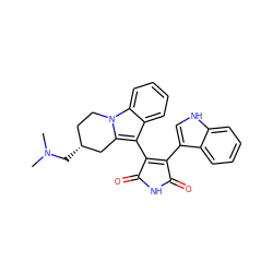 CN(C)C[C@@H]1CCn2c(c(C3=C(c4c[nH]c5ccccc45)C(=O)NC3=O)c3ccccc32)C1 ZINC000014948597