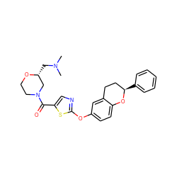 CN(C)C[C@@H]1CN(C(=O)c2cnc(Oc3ccc4c(c3)CC[C@@H](c3ccccc3)O4)s2)CCO1 ZINC000145552771