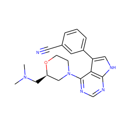 CN(C)C[C@@H]1CN(c2ncnc3[nH]cc(-c4cccc(C#N)c4)c23)CCO1 ZINC000224891912