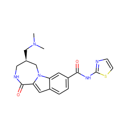 CN(C)C[C@@H]1CNC(=O)c2cc3ccc(C(=O)Nc4nccs4)cc3n2C1 ZINC000029125749