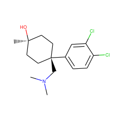 CN(C)C[C@]1(c2ccc(Cl)c(Cl)c2)CC[C@](C)(O)CC1 ZINC000149691249