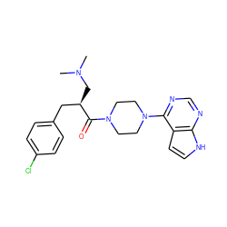 CN(C)C[C@H](Cc1ccc(Cl)cc1)C(=O)N1CCN(c2ncnc3[nH]ccc23)CC1 ZINC000064540068