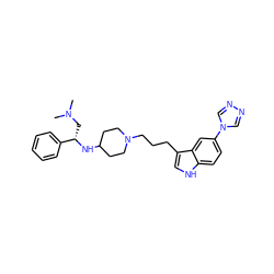 CN(C)C[C@H](NC1CCN(CCCc2c[nH]c3ccc(-n4cnnc4)cc23)CC1)c1ccccc1 ZINC000022939391