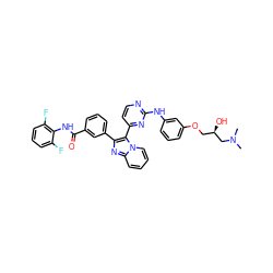 CN(C)C[C@H](O)COc1cccc(Nc2nccc(-c3c(-c4cccc(C(=O)Nc5c(F)cccc5F)c4)nc4ccccn34)n2)c1 ZINC000049889259