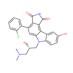 CN(C)C[C@H](O)Cn1c2ccc(O)cc2c2c3c(c(-c4ccccc4Cl)cc21)C(=O)NC3=O ZINC000040866307