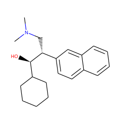 CN(C)C[C@H](c1ccc2ccccc2c1)[C@H](O)C1CCCCC1 ZINC000035243343