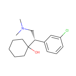 CN(C)C[C@H](c1cccc(Cl)c1)C1(O)CCCCC1 ZINC000026742762